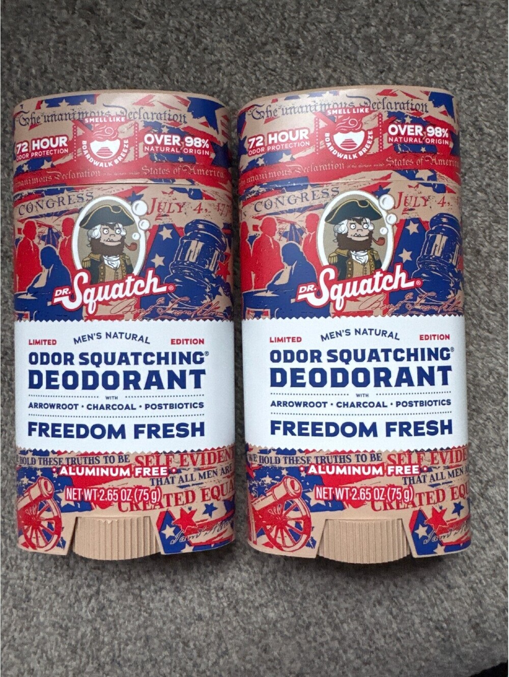 Dr Squatch Freedom Fresh Deodorant 2 Pack Limited Edition Aluminum Free NEW